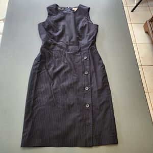 Brooks Brothers Red Fleece Tollegno 1900 Wool Dress Sz 8 Sheath Black Pinstripe